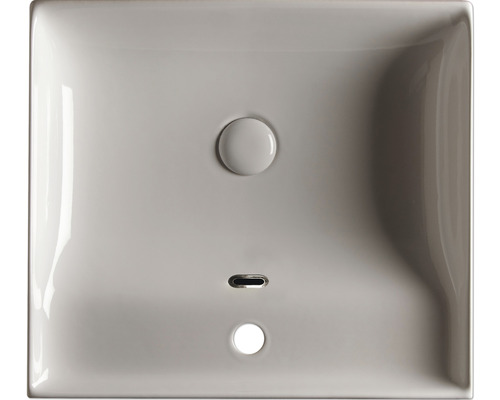 Keramické umývadlo štvorcového tvaru s odtokovou armatúrou