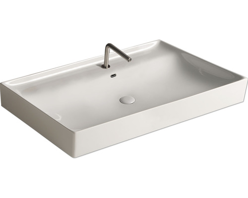 Obdĺžnikové umývadlo na dosku s batériou