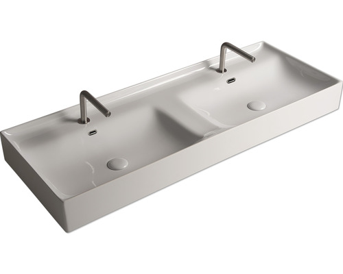 Dvojité umývadlo s dvoma kohútikmi