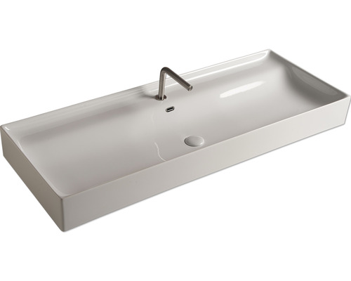 Obdĺžnikové umývadlo na dosku s batériou