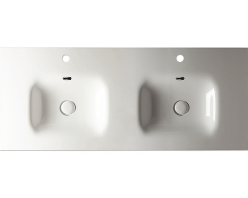 Pohľad zhora na dvojité umývadlo z keramiky