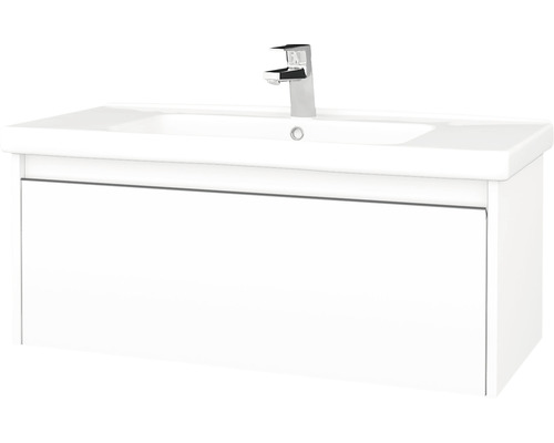 Kúpeľňová skrinka s umývadlom Dřevojas Bono 96x39 cm biela umývadlo Harmonia 204211