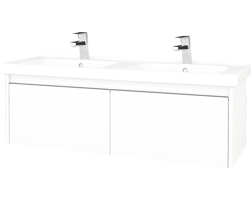 Kúpeľňová skrinka s umývadlom Dřevojas Bono 121x39 cm biela umývadlo Harmonia 204242