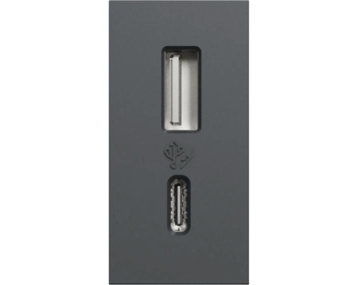 Zásuvka Schneider Electric Nová Unica NU301654 USB-A + USB-C antracit Porty USB typu A a typu C