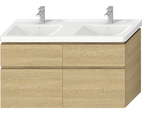 Kúpeľňová skrinka pod umývadlo Jika CUBITO dub 1280 x 467 x 683 mm H40J4274025191 Skrinka pod umývadlo s dvomi umývadlami a štyrmi zásuvkami