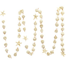 Slamená girlanda s hviezdami a guľami ako vianočná dekorácia