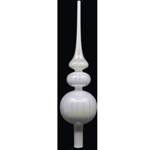 Sklenená špička na vianočný stromček s pruhovaným vzorom