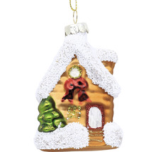 Vianočná ozdoba perníkový domček so snehovým efektom