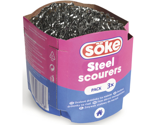 Söke oceľové drôtenky, balenie 3 kusov na čistenie