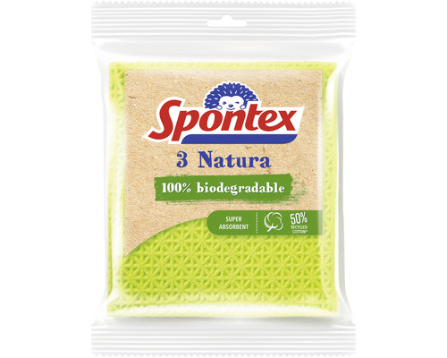 Spontex 3 Natura hubky na riad, 100 percentne biologicky odbúrateľné