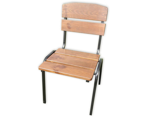 Drevená stolička s kovovým rámom