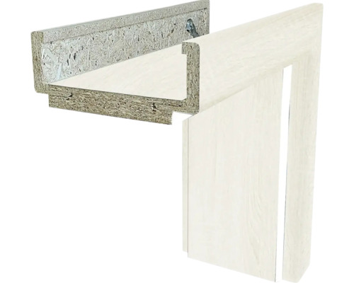 Obložková zárubňa Solodoor 60 P šírka 100 mm Andorra biela Detail rámu dverí z dreveného materiálu