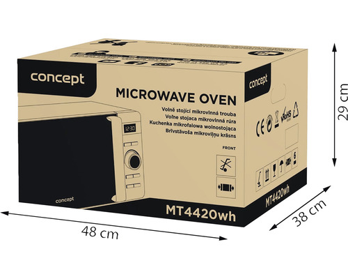 Balenie mikrovlnnej rúry Concept s rozmermi 48 x 38 x 29 cm