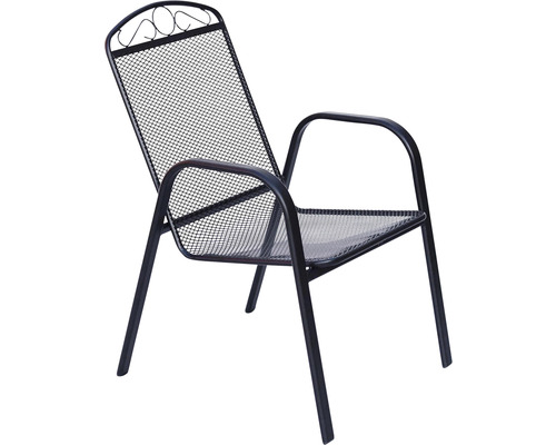 Kovové záhradné kreslo s podrúčkami a sieťovou štruktúrou