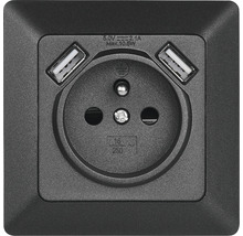 Zásuvka Emos s USB max. 2,1A antracit