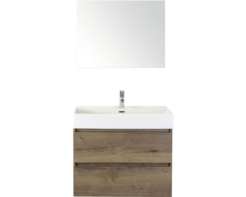 Kúpeľňový nábytkový set Maxx XL 80 cm s keramickým umývadlom a zrkadlom Tabacco