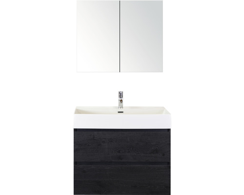 Kúpeľňový nábytkový set Sanox Maxx XL farba čela black oak ŠxVxH 81 x 170 x 45,5 cm s keramickým umývadlom a zrkadlovou skrinkou Kúpeľňový nábytkový set Sanox Maxx XL farba čela black oak ŠxVxH 81 x 170 x 45,5 cm s keramickým umývadlom a zrkadlovou skrinkou