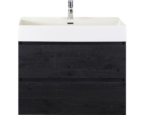 Kúpeľňový nábytkový set Sanox Maxx XL farba čela black oak ŠxVxH 81 x 170 x 45,5 cm s keramickým umývadlom