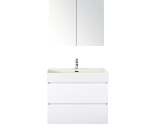 Kúpeľňový nábytkový set Maxx XL 80 cm s keramickým umývadlom a zrkadlovou skrinkou biela vysoko lesklá Kúpeľňový nábytkový set Maxx XL 80 cm s keramickým umývadlom a zrkadlovou skrinkou biela vysoko lesklá
