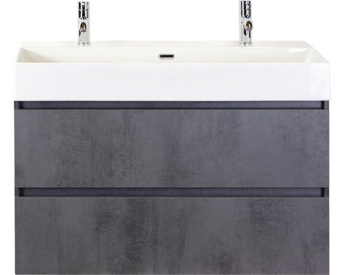 Kúpeľňový nábytkový set Maxx XL 100 cm s keramickým umývadlom 2 otvormi na kohúty betón antracitovo sivá