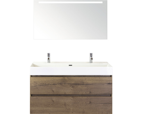 Kúpeľňový nábytkový set Maxx XL 120 cm s keramickým umývadlom 2 otvormi na kohúty a zrkadlom s LED osvetlením Tabacco Kúpeľňový nábytkový set Maxx XL 120 cm s keramickým umývadlom 2 otvormi na kohúty a zrkadlom s LED osvetlením Tabacco