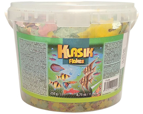 Vločkové krmivo pre akváriové ryby Klasik 250 g 2,3 l Krmivo pre ryby Klasik Flakes vo vedre, 250 gramov