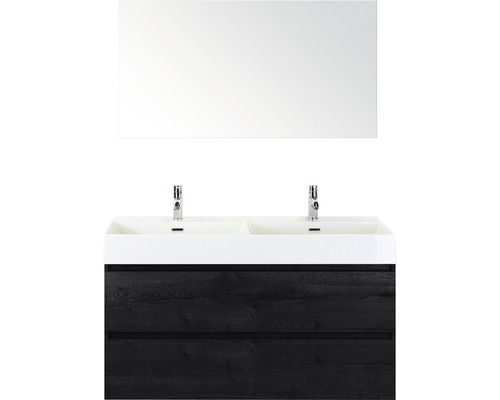 Kúpeľňový nábytkový set Sanox Maxx XL farba čela black oak ŠxVxH 121 x 170 x 45,5 cm s keramickým umývadlom a zrkadlom Kúpeľňový nábytkový set Sanox Maxx XL farba čela black oak ŠxVxH 121 x 170 x 45,5 cm s keramickým umývadlom a zrkadlom