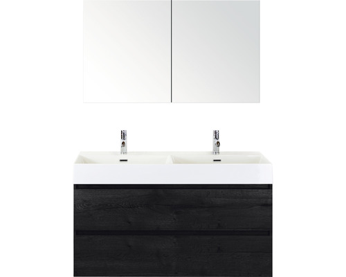 Kúpeľňový nábytkový set Sanox Maxx XL farba čela black oak ŠxVxH 121 x 170 x 45,5 cm s keramickým umývadlom a zrkadlovou skrinkou Kúpeľňový nábytkový set Sanox Maxx XL farba čela black oak ŠxVxH 121 x 170 x 45,5 cm s keramickým umývadlom a zrkadlovou skrinkou