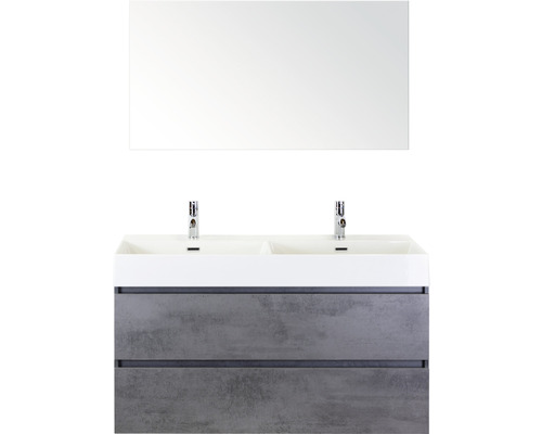 Kúpeľňový nábytkový set Maxx XL 120 cm s keramickým dvojitým umývadlom Model 2 a zrkadlom betón antracitovo sivá Kúpeľňový nábytkový set Maxx XL 120 cm s keramickým dvojitým umývadlom Model 2 a zrkadlom betón antracitovo sivá