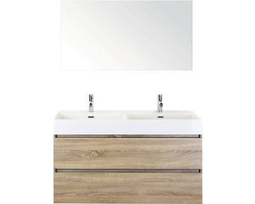 Kúpeľňový nábytkový set Maxx XL 120 cm s keramickým dvojitým umývadlom Model 2 a zrkadlom dub sivý Kúpeľňový nábytkový set Maxx XL 120 cm s keramickým dvojitým umývadlom Model 2 a zrkadlom dub sivý