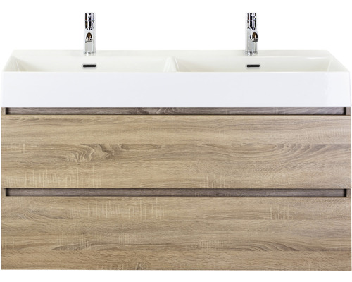 Kúpeľňový nábytkový set Maxx XL 120 cm s keramickým dvojitým umývadlom Model 2 dub sivý Kúpeľňový nábytkový set Maxx XL 120 cm s keramickým dvojitým umývadlom Model 2 dub sivý