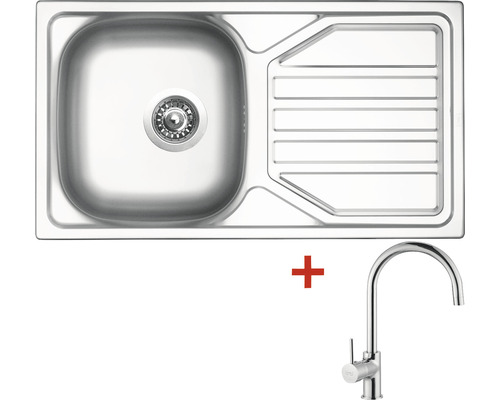Nerezový drez Sinks Okio 780 V s batériou Vitalia 435x780 mm