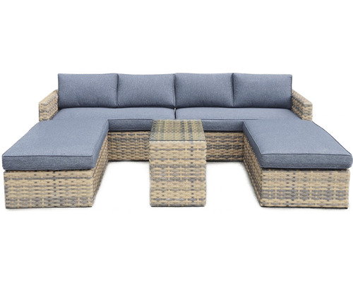 Záhradná nábytková súprava z ratanu so stolom a sedákmi