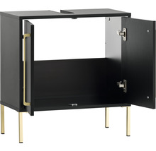 Skrinka pod umývadlo s dvomi otvorenými dvierkami a zlatými nohami