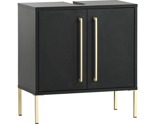 Skrinka pod umývadlo s dvomi dvierkami a kovovými úchytkami a kovovými nohami