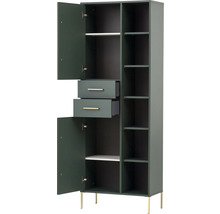 Otvorená viacúčelová skriňa so zásuvkami a policami