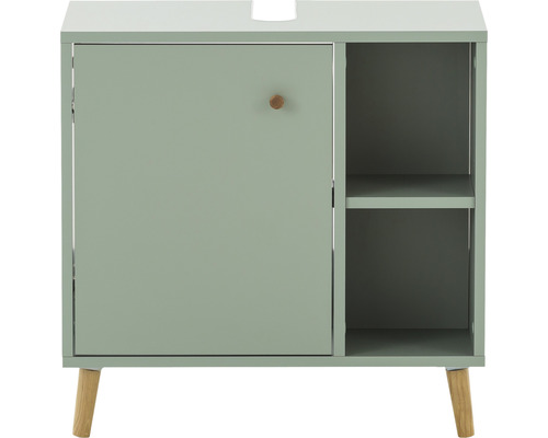 Skrinka pod umývadlo s jednými dvierkami, policou a drevenými nohami