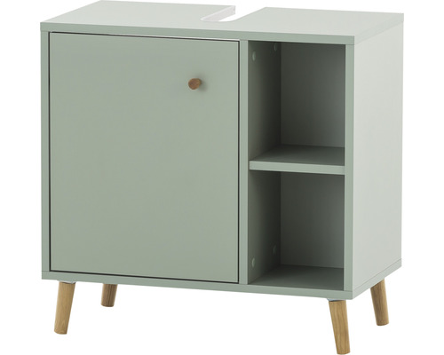 Skrinka pod umývadlo s dvierkami a dvoma otvorenými policami