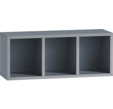 Sivá nástenná polica s tromi úložnými priehradkami