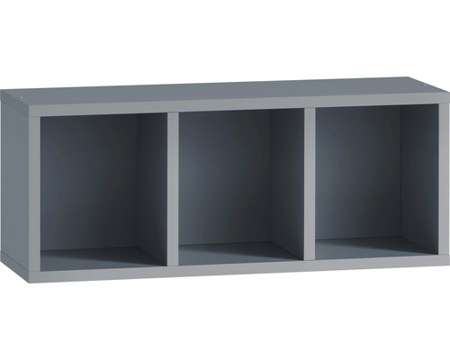 Sivá nástenná polica s tromi úložnými priehradkami