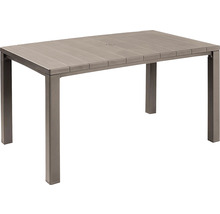 Obdĺžnikový záhradný stôl s doskou imitujúcou drevo a štyrmi nohami