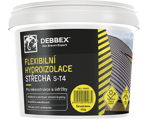 Flexibilná hydroizolácia Den Braven strecha S - T4 čierna 5 kg Debbex flexibilná hydroizolácia strechy vo vedre, na rekonštrukcie a údržbu