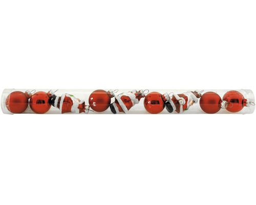 Vianočné ozdoby sklenené gule a Santa 3-6 cm 9 ks Vianočné ozdoby v skúmavke