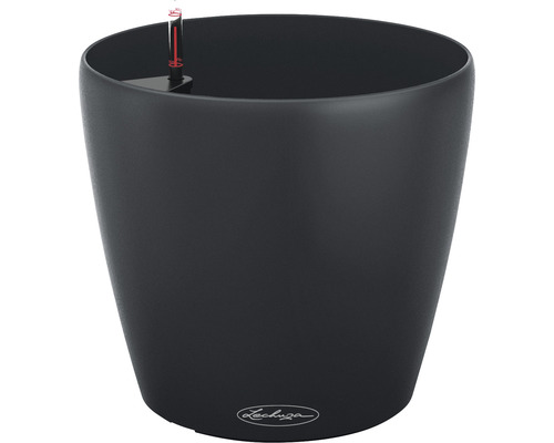 Samozavlažovací kvetináč Lechuza Classico Eco Ø 35 cm tmavosivý Čierny kvetináč s ukazovateľom hladiny vody