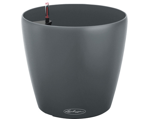 Samozavlažovací kvetináč Lechuza Classico Eco Ø 60 cm sivý Tmavosivý kvetináč s ukazovateľom hladiny vody