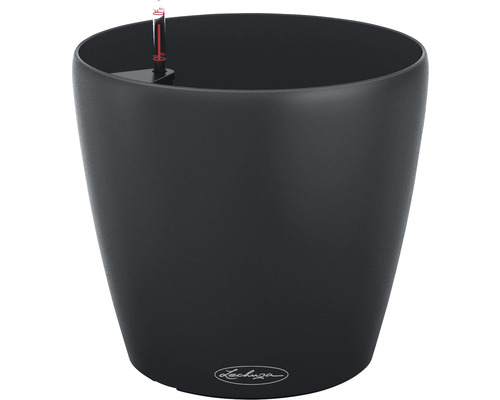 Samozavlažovací kvetináč Lechuza Classico Eco Ø 60 cm tmavosivý Čierny kvetináč so zavlažovacím systémom a logom Lechuza