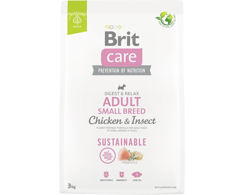 Brit Care Adult Small Breed krmivo pre psov s kuracím mäsom a hmyzom, 3 kilogramy
