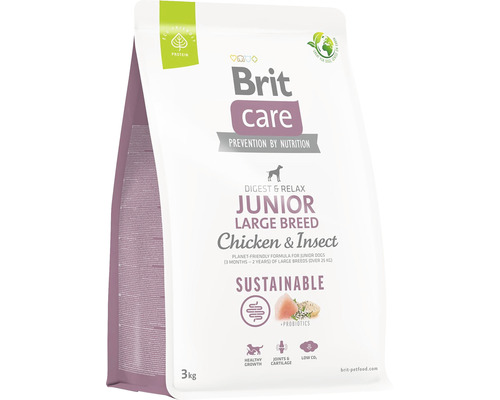 Brit Care Junior Large Breed krmivo pre psov s kuracím mäsom a hmyzom v trojkilogramovom balení