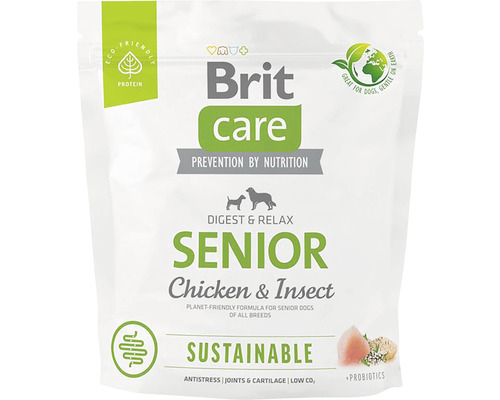 Granule pre psy Brit Care Dog Sustainable Senior 1 kg Brit Care Senior krmivo pre psov s kuracím mäsom a hmyzom