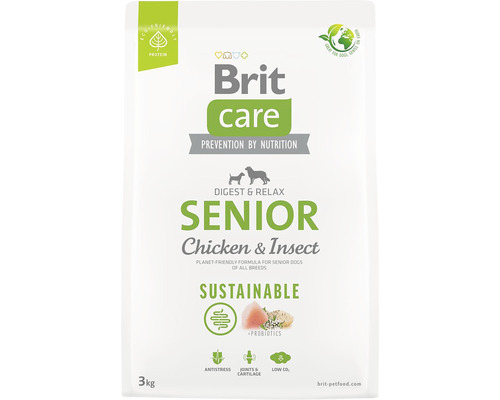 Brit Care Senior suché krmivo pre psov s kuracím mäsom a hmyzom, 3 kg